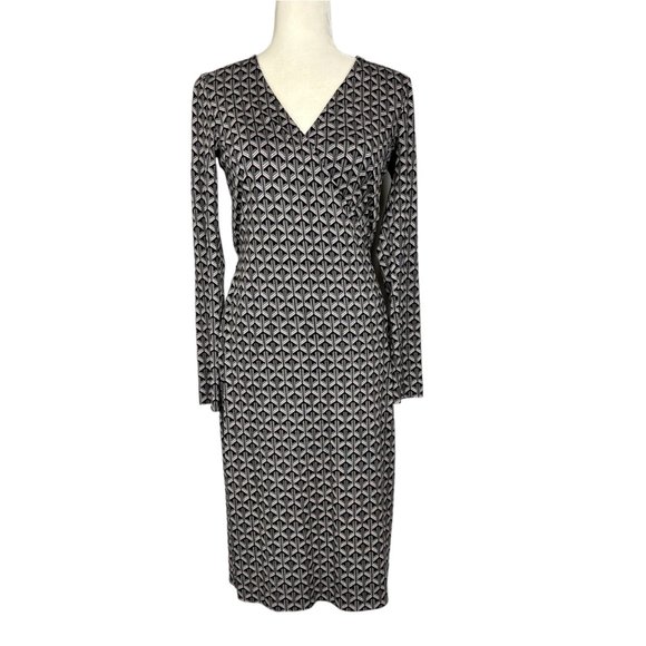 Diane von Furstenberg Womens Karis Silk Faux Wrap Dress Gray Geo Print size 2 - Picture 4 of 14